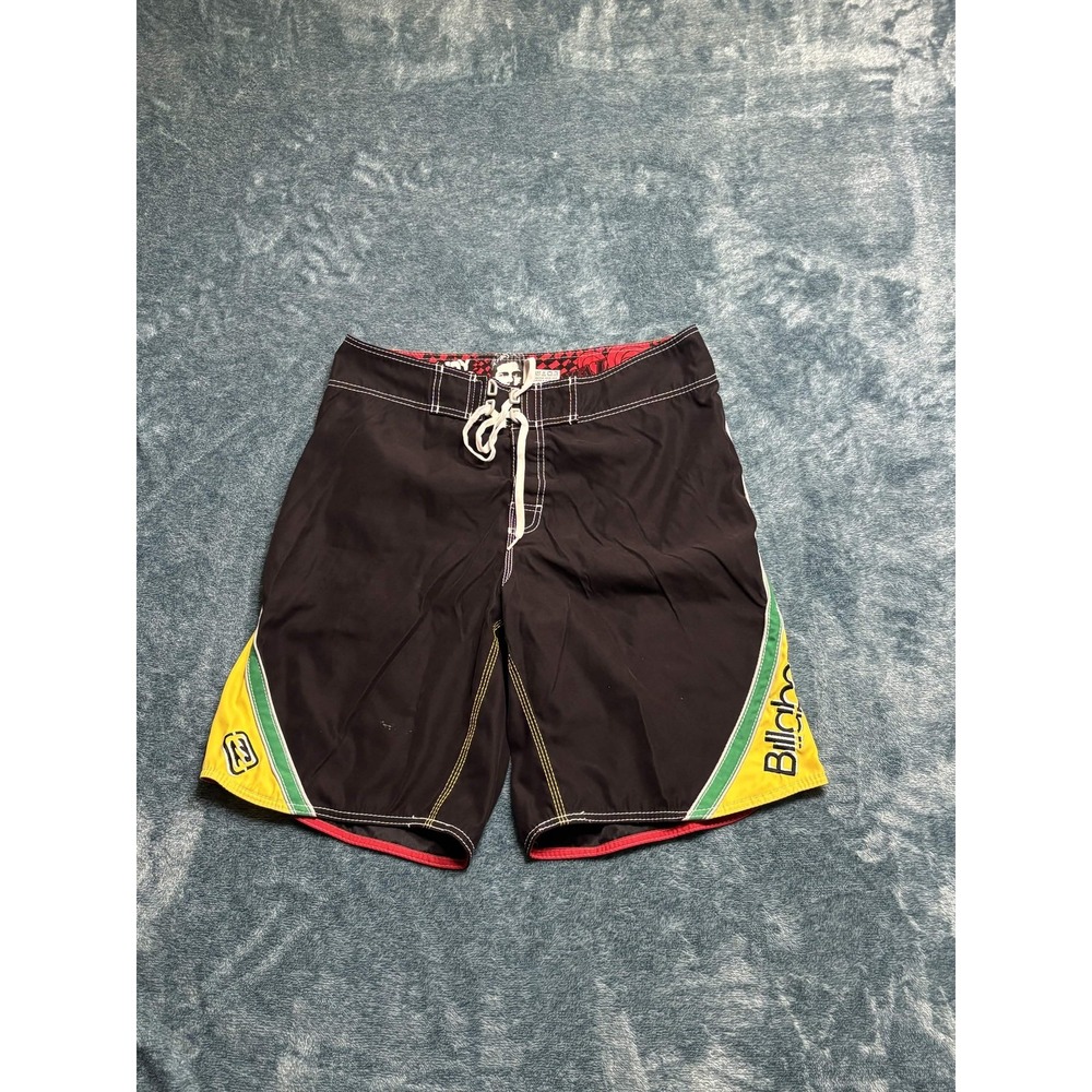 Billabong Andy Irons Board Shorts Mens 34 Rasta Black Yellow Green Swim Trunks